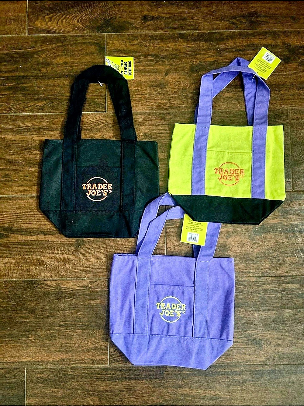 Trader Joe's Trick-or-Treat Mini Canvas Tote Bag Set of 3